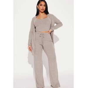 Women's Gray Knit Pants & Jumpsuit Set